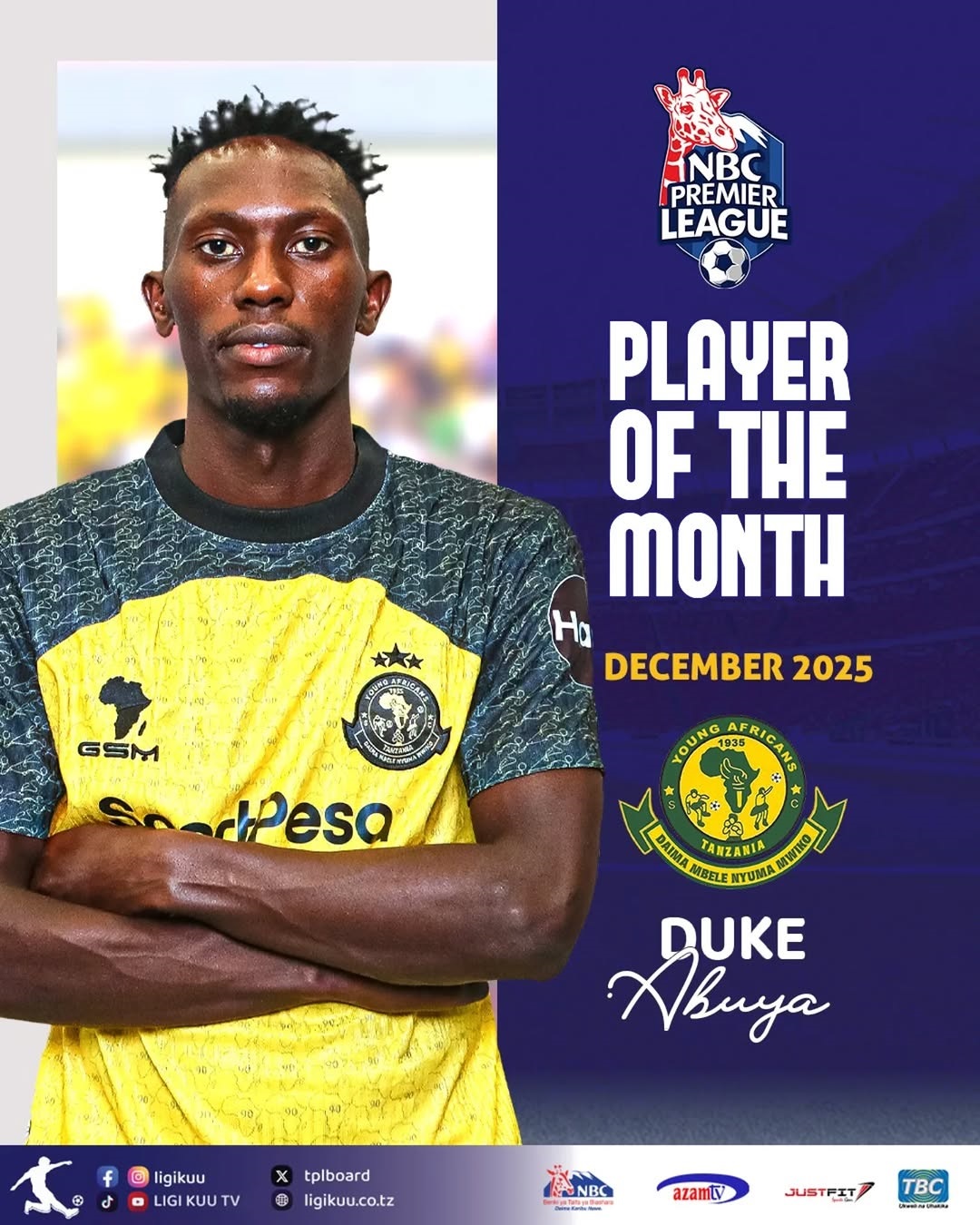 Duke Abuya Named NBC Premier League Player of the Month for December 2025
