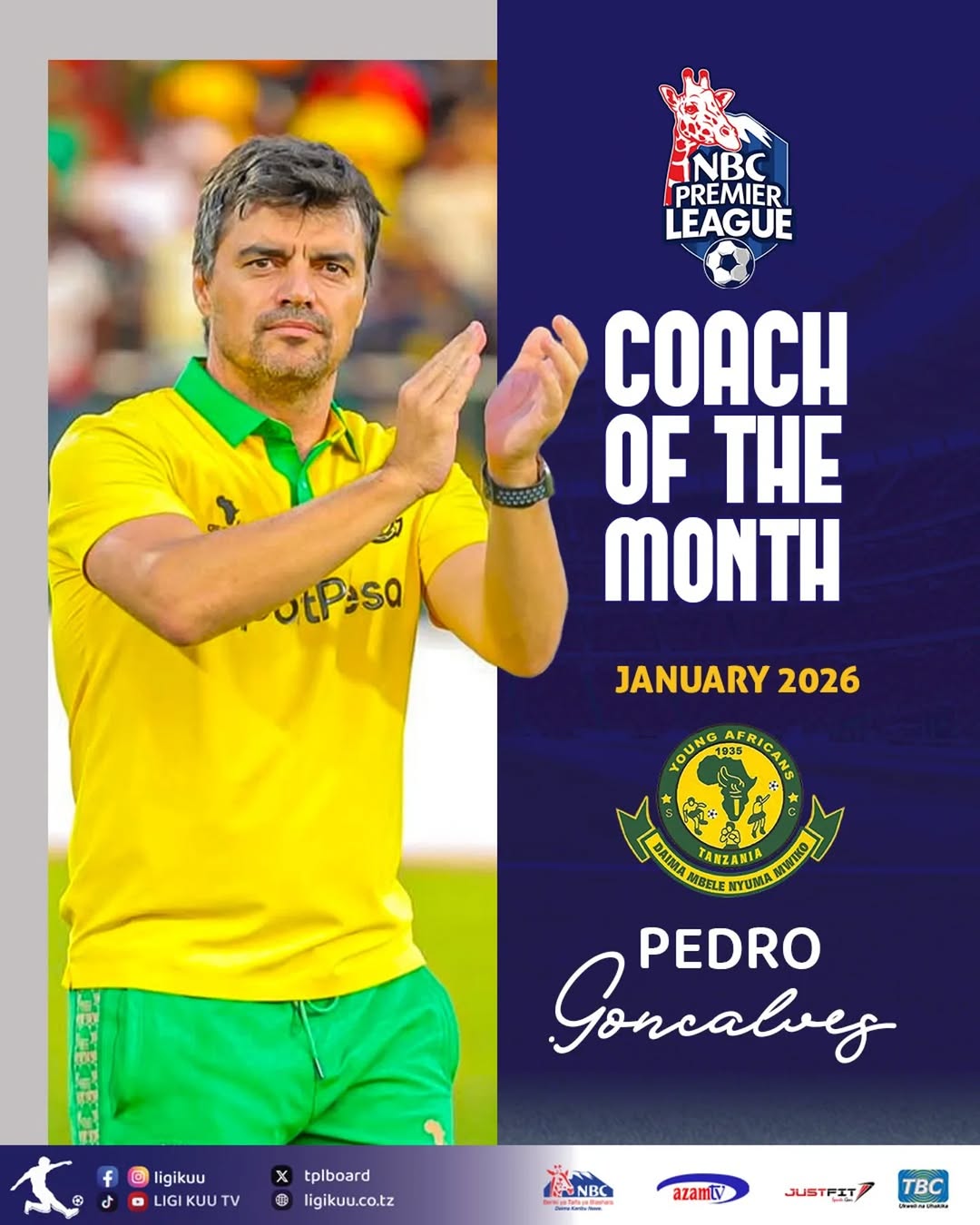 Pedro Goncalves Named NBC Premier League Coach of the Month for January 2026
