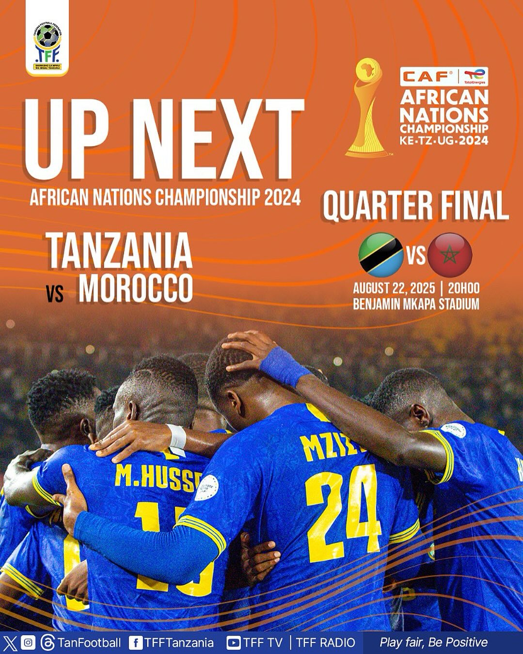 Taifa Stars Set for High-Stakes Clash Against Morocco in CHAN 2024 Quarterfinals